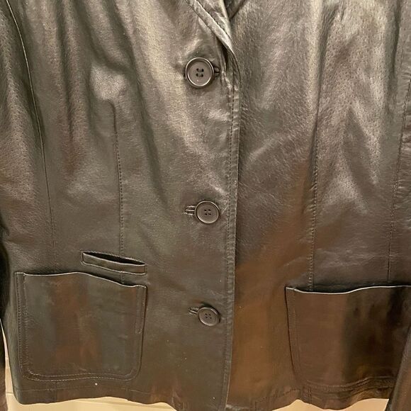 Chadwicks Jacket Womens 12 Black Leather Rocker Motorcycle Classic Button Front - Picture 6 of 8